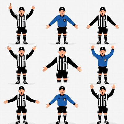Cartoon Soccer Referee Poses