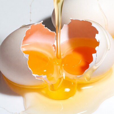 Broken egg yolk pouring out