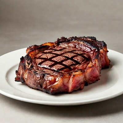 Grilled Ribeye Steak on Plate