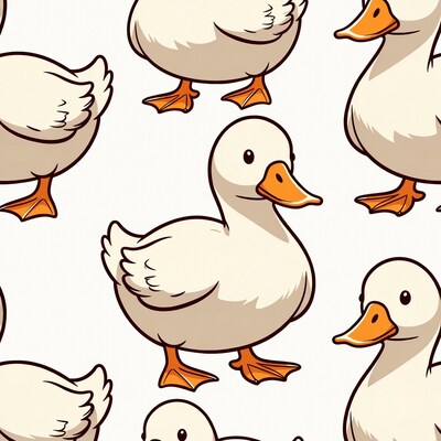 Cute white ducks illustration pattern