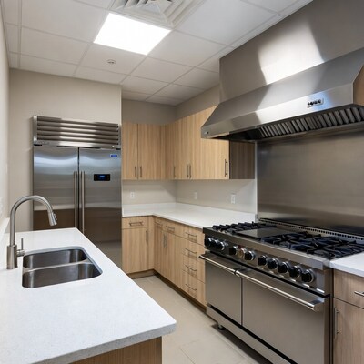 Modern kitchen with stainless steel appliances