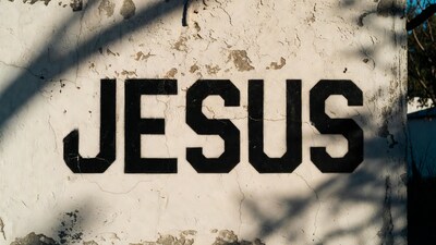 Jesus Graffiti on Peeling Wall