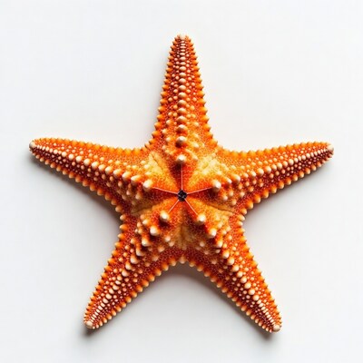 Orange starfish on white background