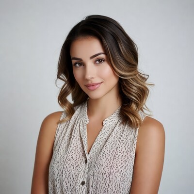 Woman with balayage hair smiling
