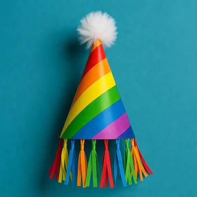 Rainbow Party Hat with Tassels