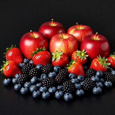 Fresh strawberries apples blueberries blackberries