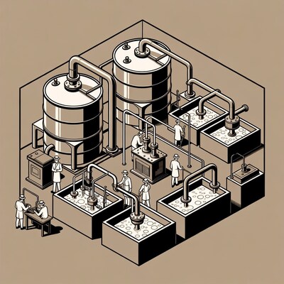 Isometric Chemical Plant Workers