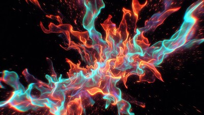 Vibrant Neon Fire Explosion