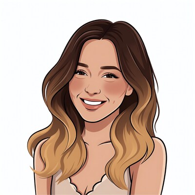 Smiling woman with balayage hair illustration