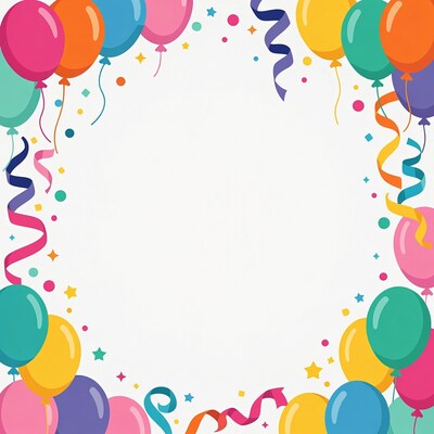 Colorful Balloons Party Border Illustration