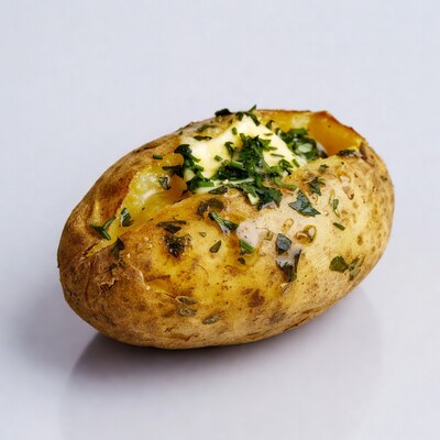 Baked potato with butter and chives