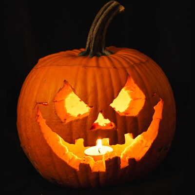 Lit Jack-o-Lantern Pumpkin