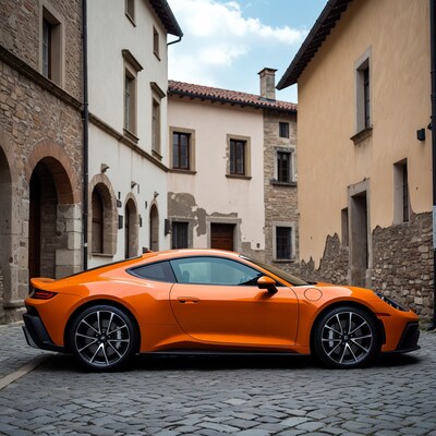 Orange Porsche 911 GT3 RS Parked in Narrow Street
