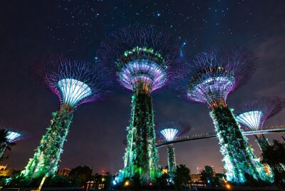 Supertrees at Gardens by the Bay Night