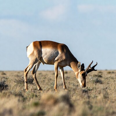 Pronghorn antelope grazing in grassland