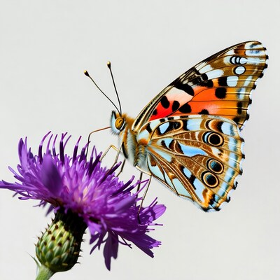 Colorful Butterfly on Purple Flower