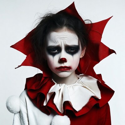 Girl in creepy clown makeup