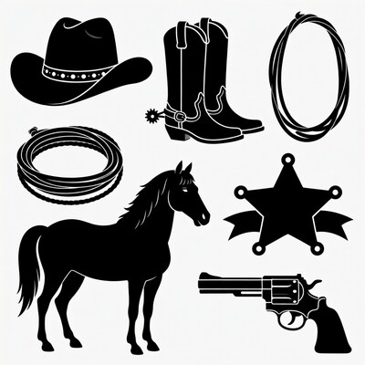 Cowboy Clipart Icons Set