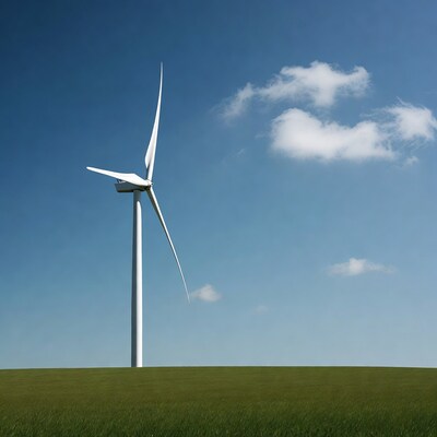Wind turbine on green field