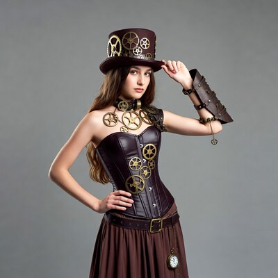 Steampunk woman in top hat