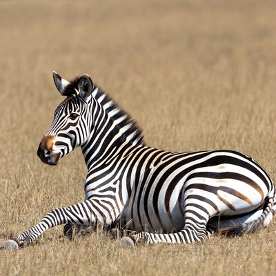 Baby zebra lying in grass