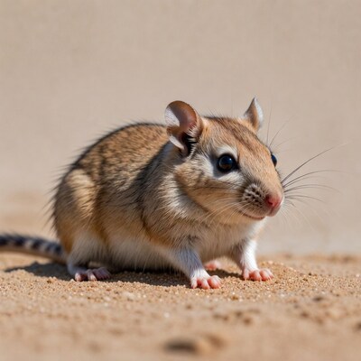 Gerbil standing on sand