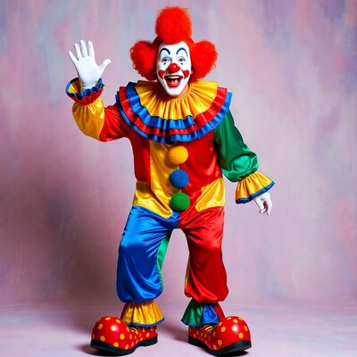 Clown waving with big smile