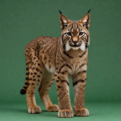 Lynx standing on green background