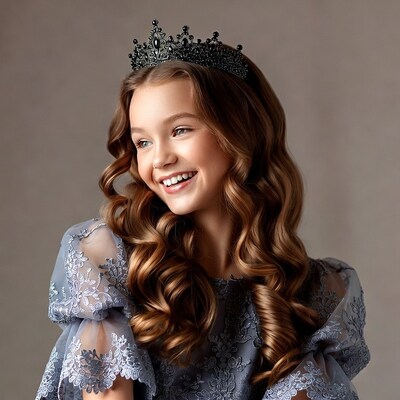 Girl smiling with black crown