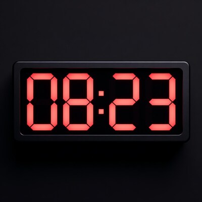 Red Digital Clock Showing 08:23