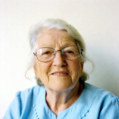 Elderly woman wearing glasses