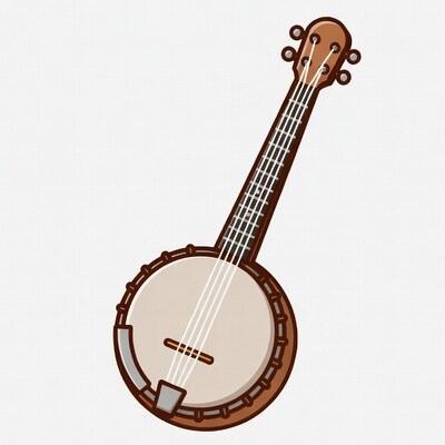 Cartoon Banjo on White Background
