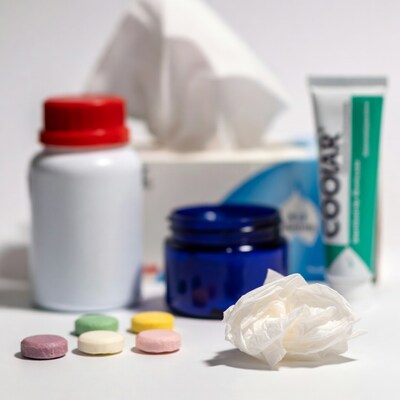 Cold medicine pills tissues ointment