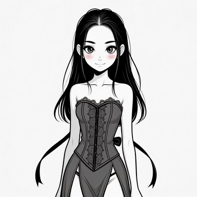 Anime girl in lace corset