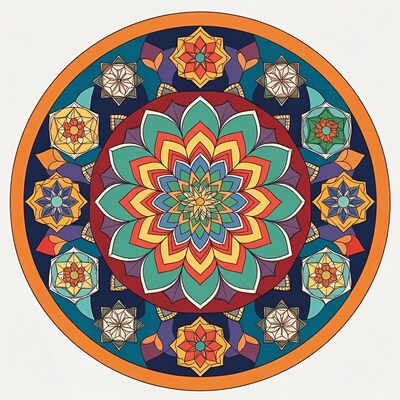 Colorful Mandala with Flowers