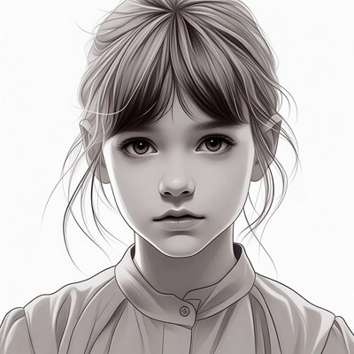Anime girl with bangs portrait