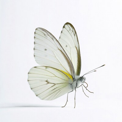 White Butterfly on Isolated Background