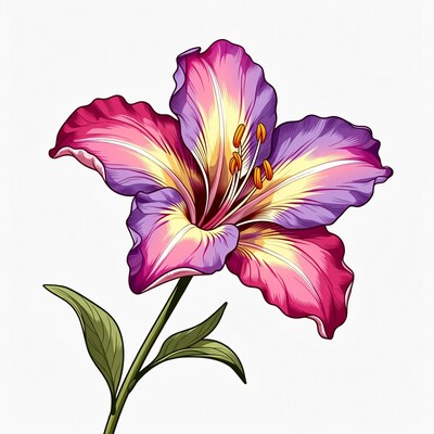 Pink Purple Lily Flower Illustration
