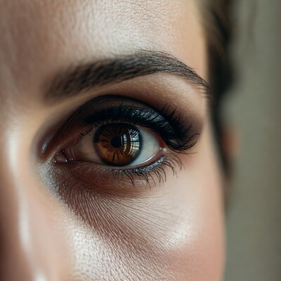 Closeup brown eye with mascara