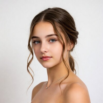 Young woman with brown hair profile