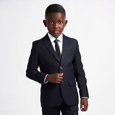 Young Black boy in navy suit