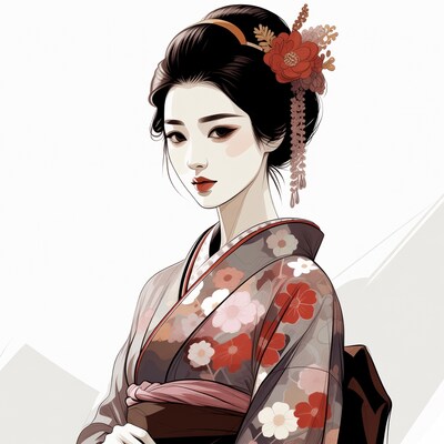 Asian woman in kimono illustration