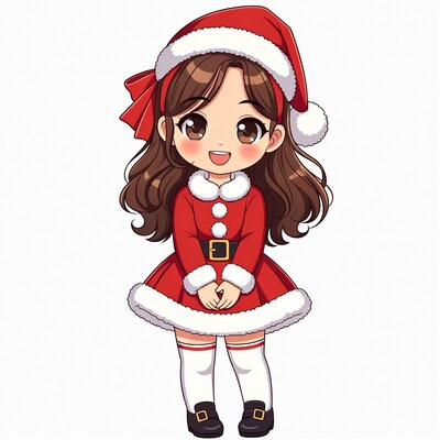 Chibi girl in Santa dress