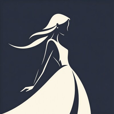 Silhouette of woman in flowing gown