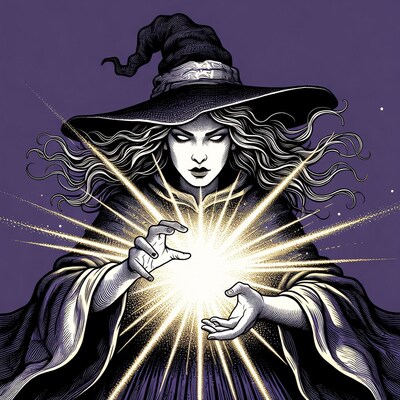 Witch casting magic spell