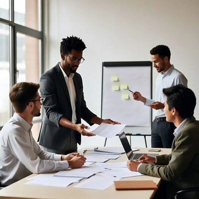Diverse team in business meeting