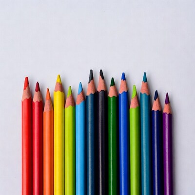 Colorful pencils on white background