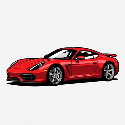 Red Porsche 718 Cayman Illustration