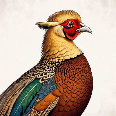Golden Pheasant Profile Illustration
