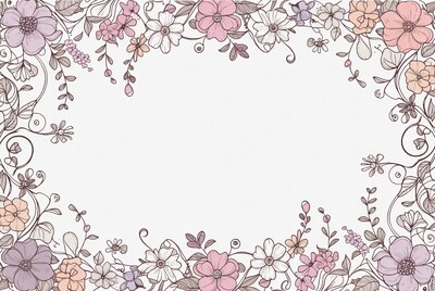 Floral Doodle Border Illustration